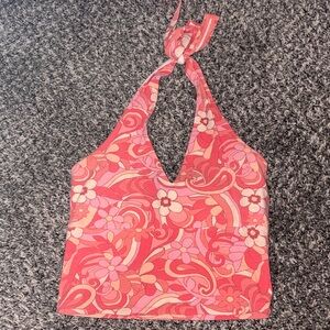 Hollister Pink Floral Crop Top